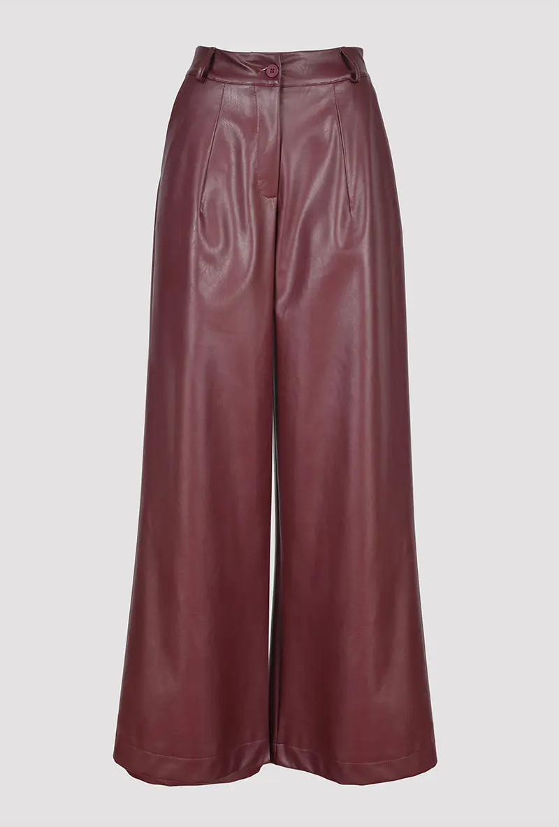 Bordeaux Wide Leg Trousers front view