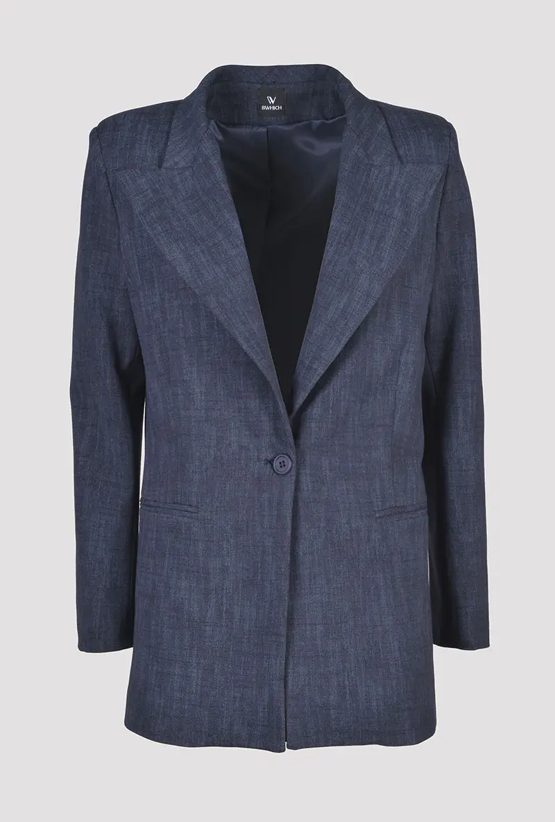 Blue Oversized Blazer Jacket front view