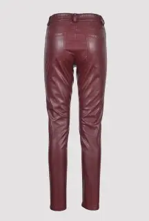 Bordeaux Skinny Fit Stretch Faux Leather Trousers back view