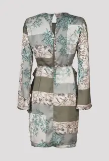 Printed Satin Short Dress back view