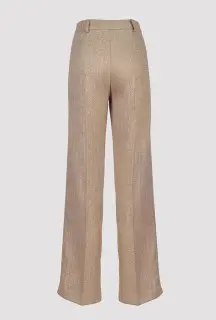 Pantalone a Palazzo Spigato Beige vista posteriore