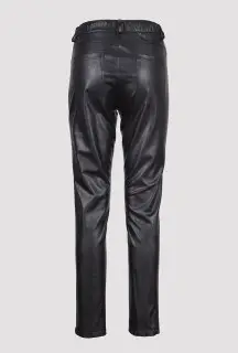 Black Skinny Fit Stretch Faux Leather Trousers back view