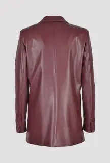 Bordeaux Oversized Faux Leather Blazer back view