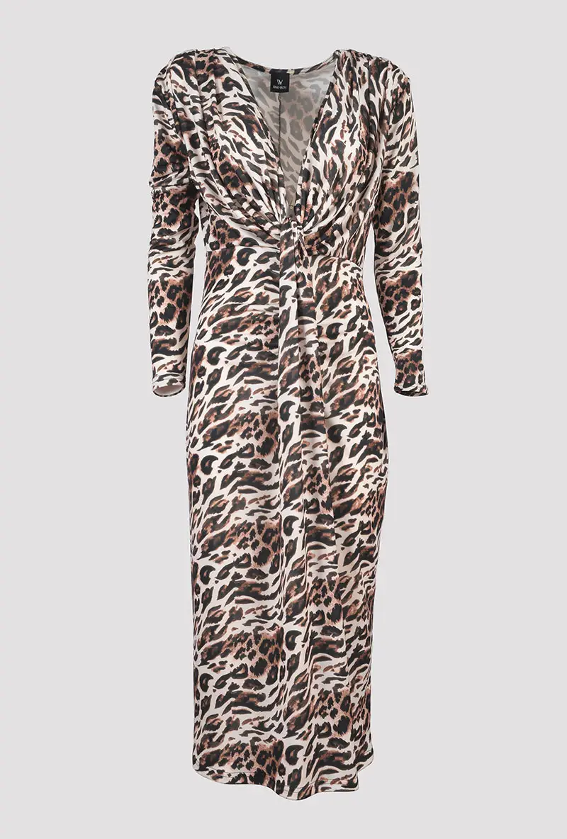 Abito Midi con Fantasia Leopardata vista frontale