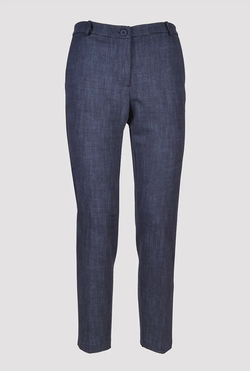 Blue cigarette trousers front view